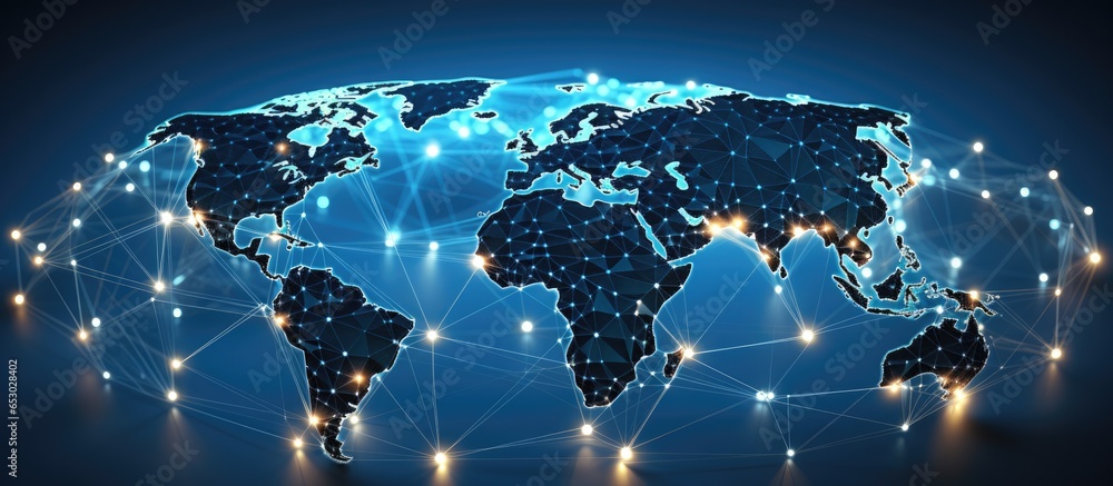 Poster networking and internet concept with global map