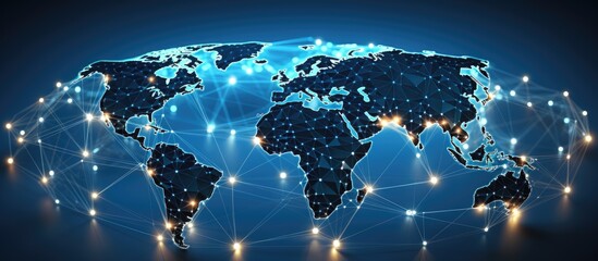 networking and internet concept with global map - obrazy, fototapety, plakaty