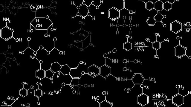 Blackboard chemistry background - loop