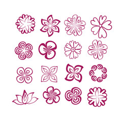 abstract floral set rangoli indian vector design element hand drawn isolated doodle