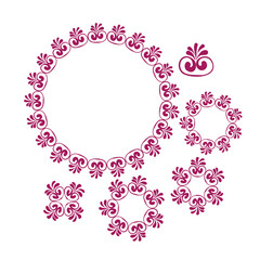 circle floral set rangoli indian vector design element hand drawn isolated doodle