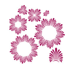 Fototapeta na wymiar circle floral set rangoli indian vector design element hand drawn isolated doodle