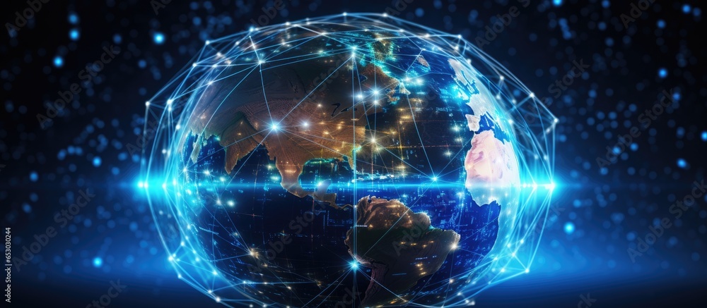Poster future technology for secure internet and data exchanges worldwide including gps data transfer image