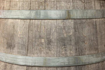 Traditional wooden barrel as background, closeup. Wine making