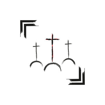 Three crosses one in the blood. Vector illustration. EPS 10.