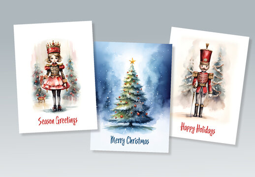 Christmas Cards Set with AI Genereted Illustrations