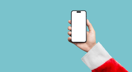 person dressed as santa claus with a cell phone in hand