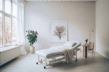 Naklejka na ściany i meble Interior of a massage parlour with a massage bed