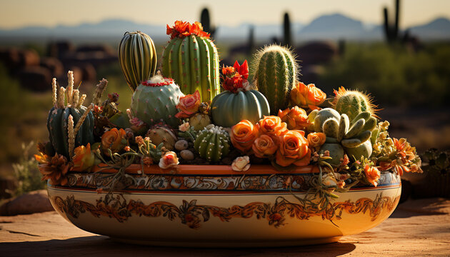 Autumn beauty in nature: multi colored leaves decorate the outdoors generated by AI