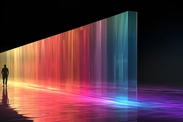 Futuristic Rainbow Wall With Silouette Of A Person Generative AI