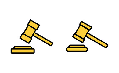 Gavel icon set for web and mobile app. judge gavel sign and symbol. law icon. auction hammer