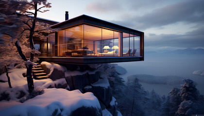  Modern Luxury Cabin Built Into the Cliff's Edge