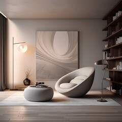 Fototapeta premium modern room in minimalistic style, interesting furniture