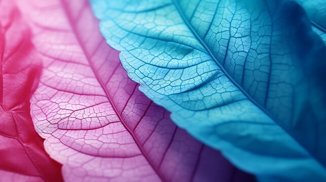 texture blue, turquoise, pink color Macro a leave with blur background © Abdul