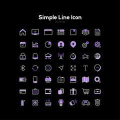 simple line icon collection, basic interface