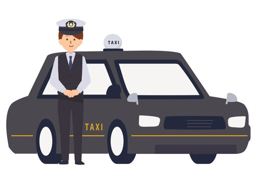recommend clip art: タクシーと女性の運転手のイラスト