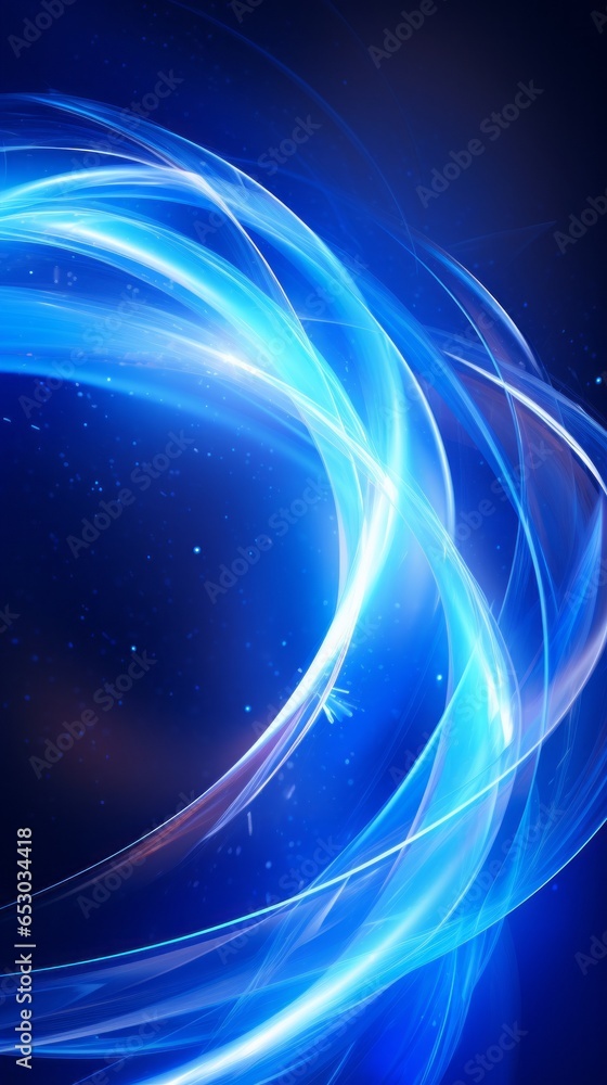 Wall mural an abstract blue background with light waves and shapes. generative ai.