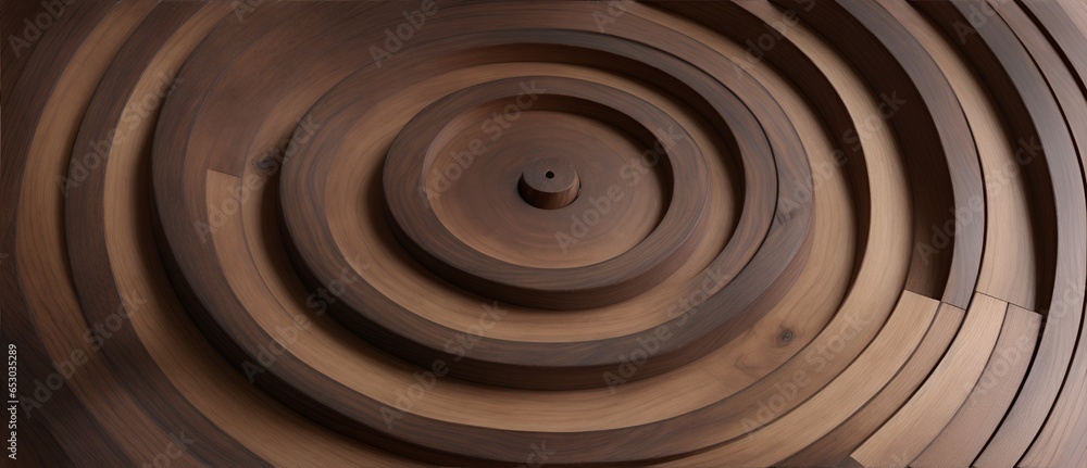 Poster dark wooden surface highlighting its natural circular grain patterns from generative ai
