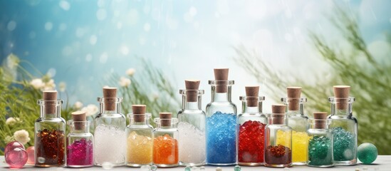 Obraz na płótnie Canvas Homeopathy offers alternative medicine with globules and bottles