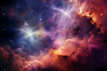 Fototapeta premium An image of a nebula in space with clouds and stars - Generative AI