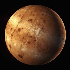 Venus planet isolated on a black background