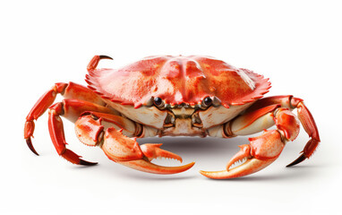 Whole boiled crab on a white background - obrazy, fototapety, plakaty