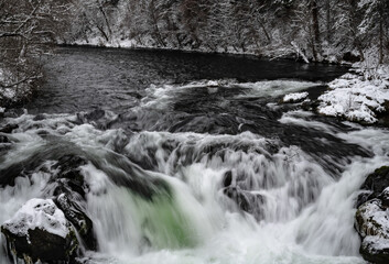 Winter time waterfall, Husum, WA.