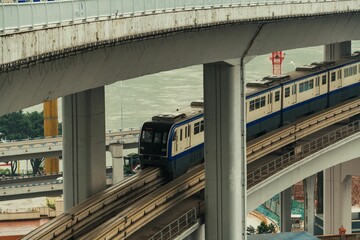 Chongqing subway with urban view