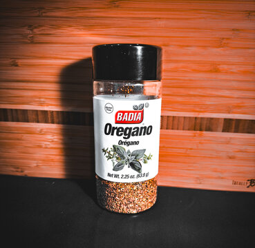 Tampa, FL, USA - September 26, 2023 - Badia brand Oregano food seasoning This Mediterranean herb is widely used as a seasoning in Greek, Spanish and Italian cooking. 