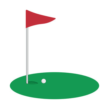 golf flag, ball on green clip art preview