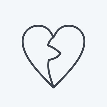 Icon Broken Heart. related to Valentine's Day symbol. line style. simple design editable. simple illustration