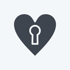 Icon Lock Heart. related to Valentine's Day symbol. glyph style. simple design editable. simple illustration
