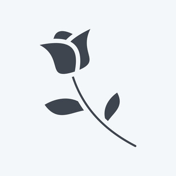 Icon Rose. related to Flora symbol. glyph style. simple illustration. plant. Oak. leaf. rose