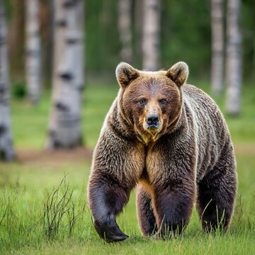 Brown bear in the forest walking environment nature