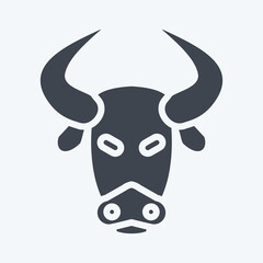 Icon Bison. related to Animal Head symbol. glyph style. simple design editable. simple illustration. cute. education