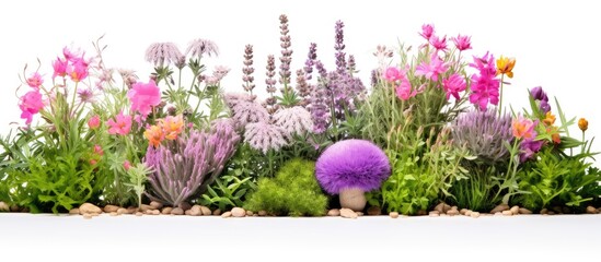 Gorgeous garden of various herbs and medicinal plants - obrazy, fototapety, plakaty