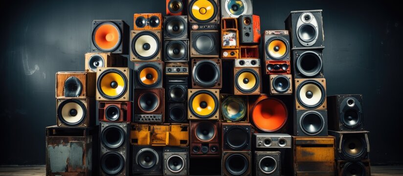 Piled old Stero speakers
