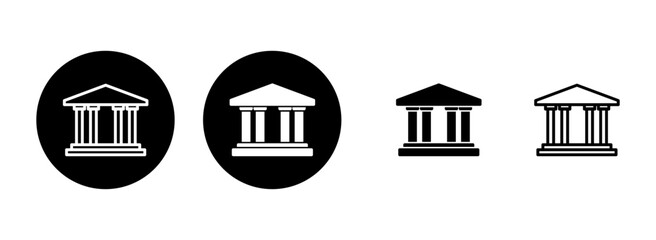 Bank icon set illustration. Bank sign and symbol, museum, university