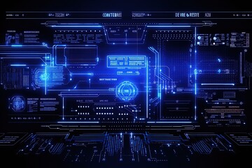 Abstract technology hud interface hologram elements neon lights, circle percent vitality innovation on hi tech future design