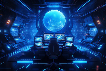Spaceship Deck Command Center Room Monito Galaxy