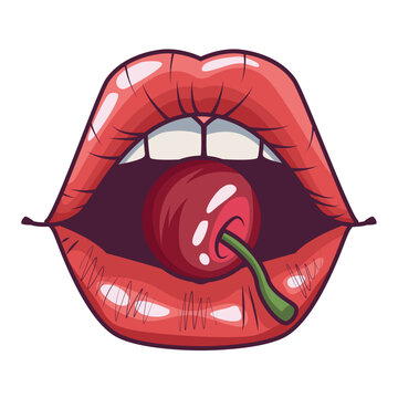 mouth pop art and fruit