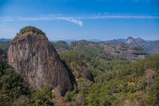 A landscape picture of the mountains and hills of Wuyishan in Fujian