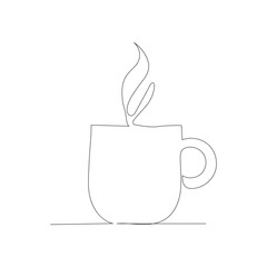 Coffee Time with Mug One Line Art