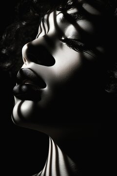 closeup woman make black female sexy lips shadows flowing lines devotion auburn glamour magazine