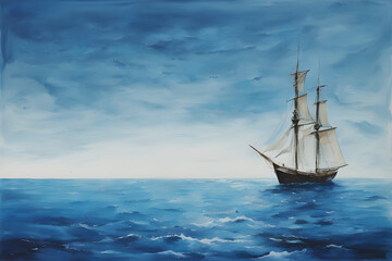 Obraz premium ship in the ocean. Generative AI