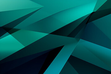 Dark Green Abstract Wallpaper with Cyan and Azure Accents, Layered Mesh, Soft Gradients, Unprimed Canvas, and Vibrant Geometric Shapes in a Birds-Eye-View Composition