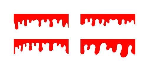 Blood dripping down. Red bloody paint spatter flowing down (Full Vector)