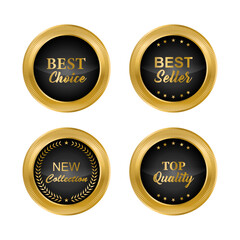 Luxury gold badges and labels premium quality product.