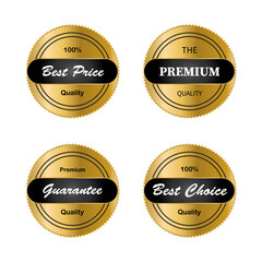 Luxury gold badges and labels premium quality product.