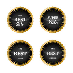 Luxury gold badges and labels premium quality product.